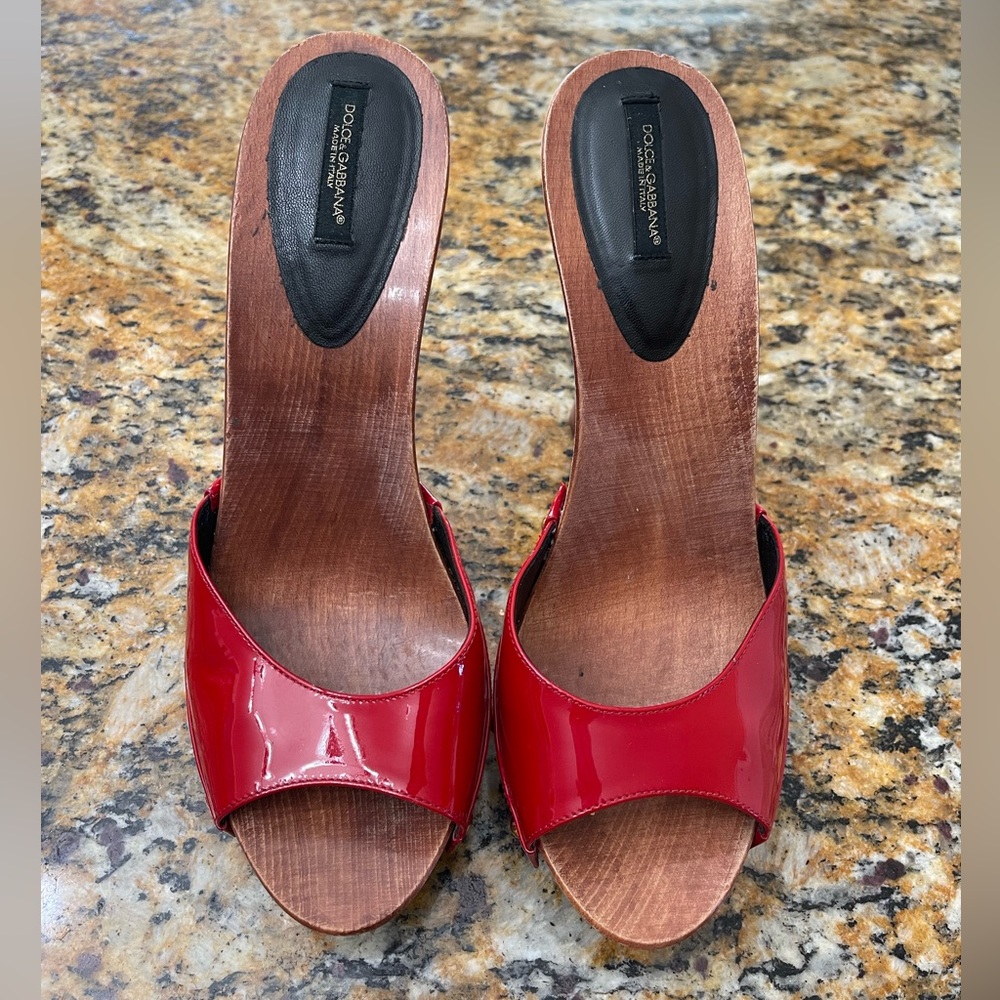 Dolce & Gabbana Red Patent Leather Mules sz40 10US